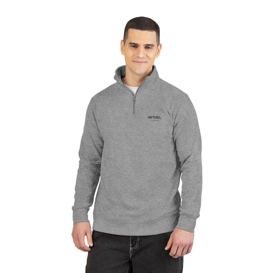 Minimal Fleece Pullover Grey Quarter-Zip Sweatshirt