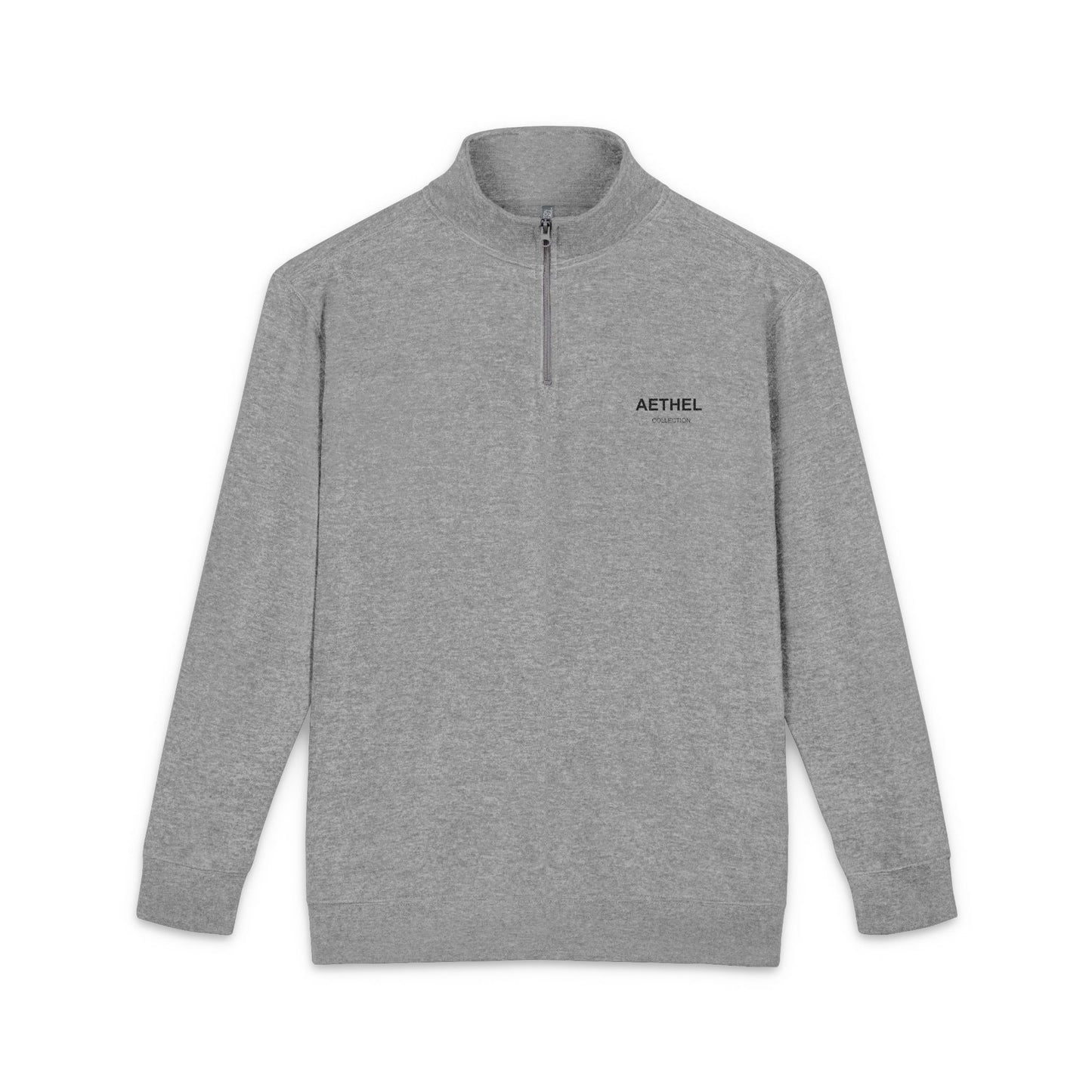 Minimal Fleece Pullover Grey Quarter-Zip Sweatshirt